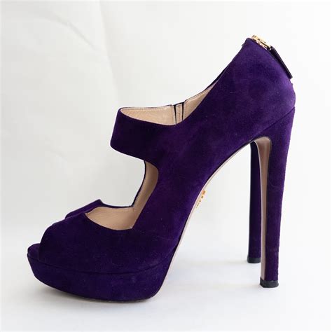 prada purple suede pumps|prada velvet pumps.